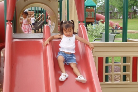 Kasen loves the slide
